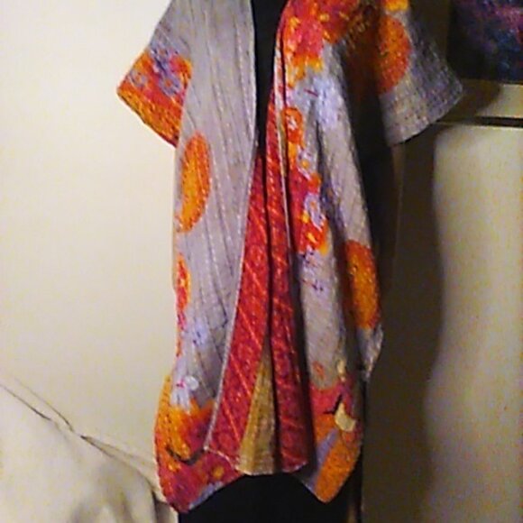 Kantha "Free Spirit" Long Kimono Reversible XL & Under Peacocks Handmade New - Picture 2 of 16